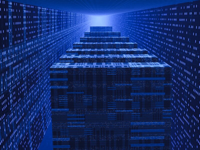 Digital Data Corridor — Blue, Futuristic
