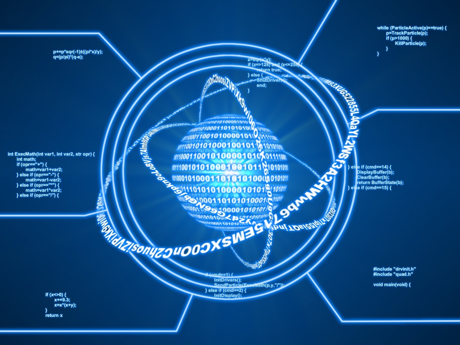 digital data sphere with code