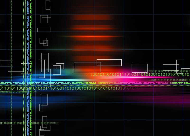 Digital Data Stream — Black, Technological, Abstract, Binary Code