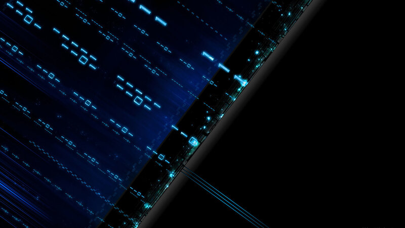 Digital Data Stream — Blue, Technological, Digital Art, Binary Code, Circuit Board, Glowing Lines