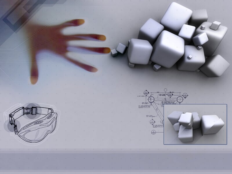digital design with cubes and goggles