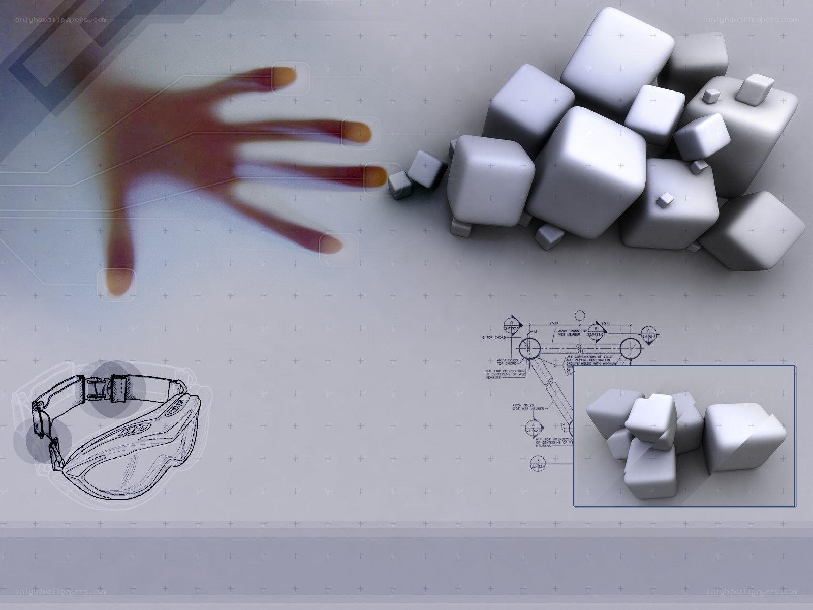 digital design with cubes and goggles