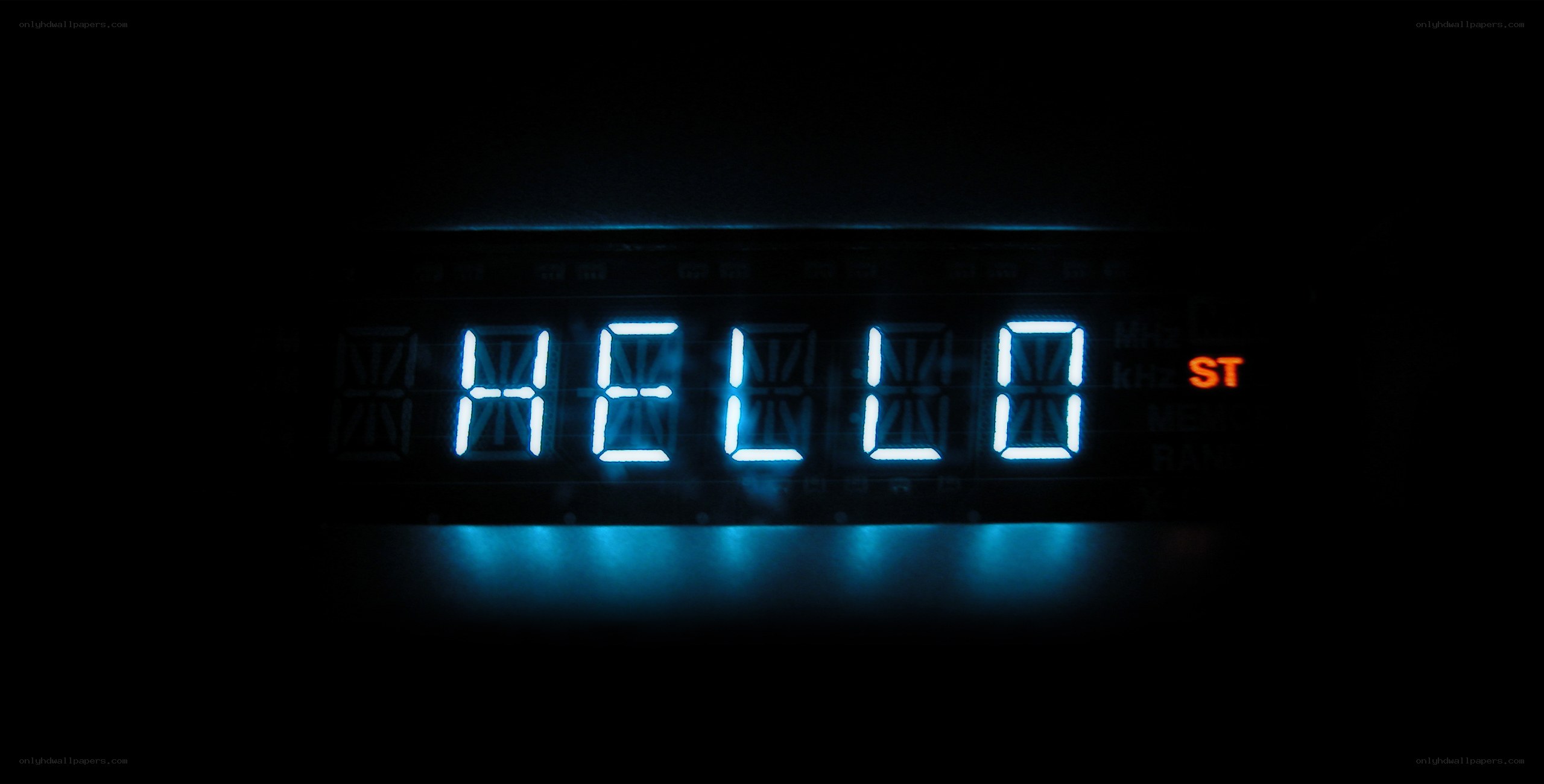 digital display showing hello