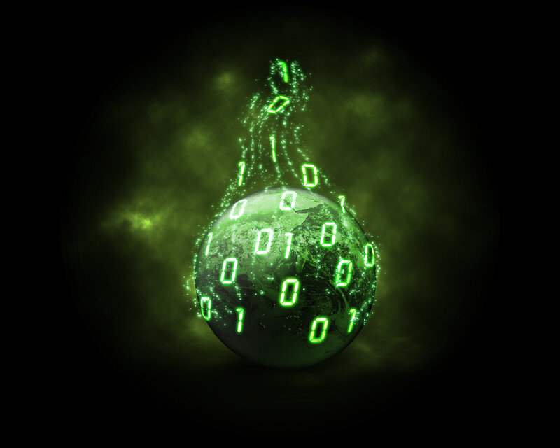 digital earth with binary code