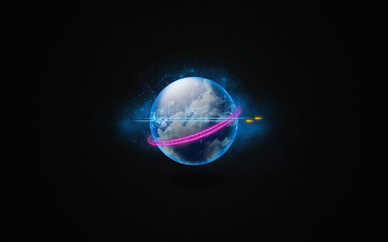 digital earth with glowing rings
