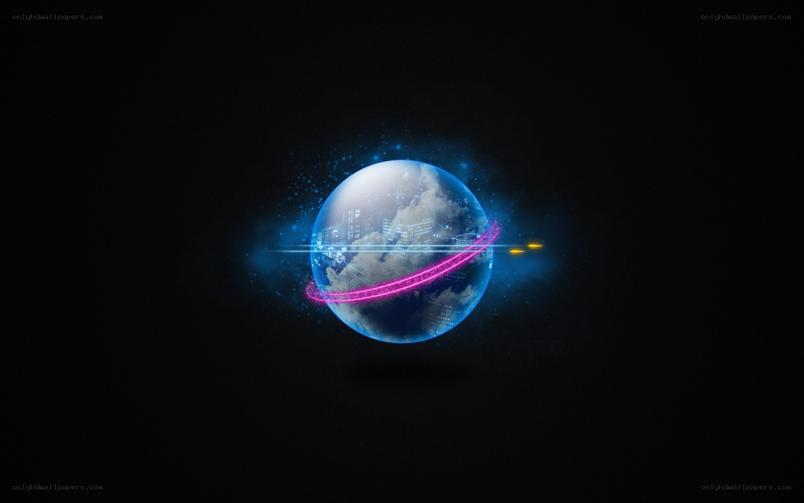 digital earth with glowing rings