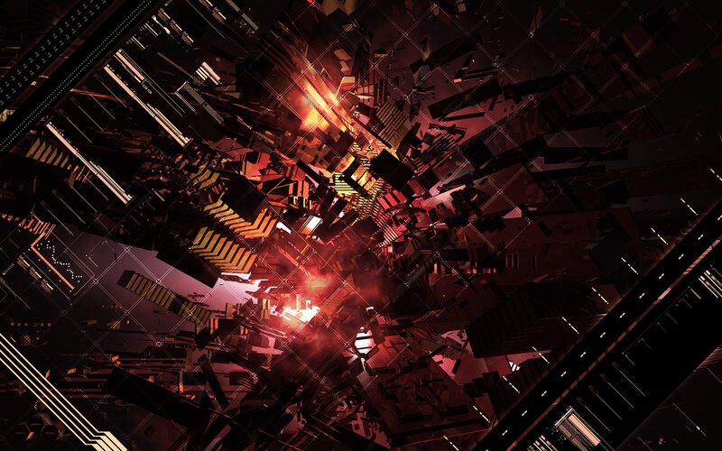 digital explosion in a futuristic city