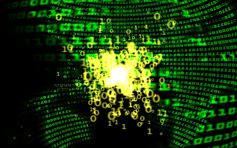 digital explosion with binary code
