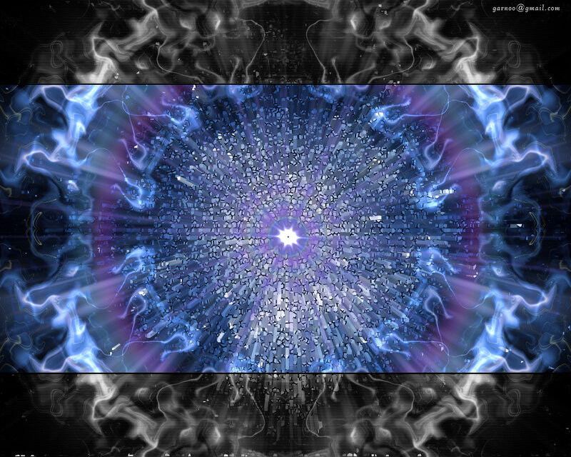 digital explosion with blue energy