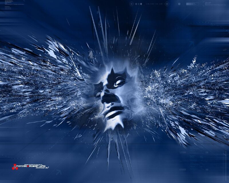 digital explosion with face