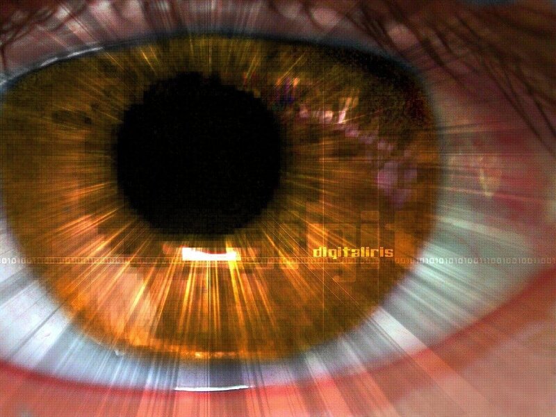 digital eye with binary code