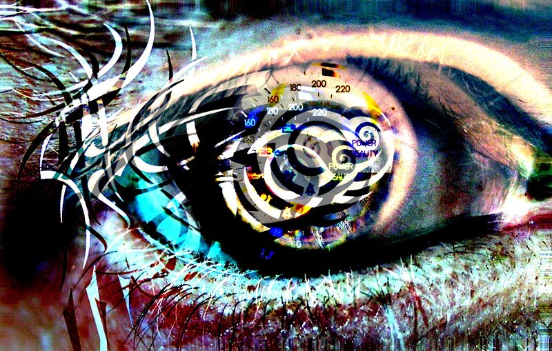 digital eye with speedometer overlay
