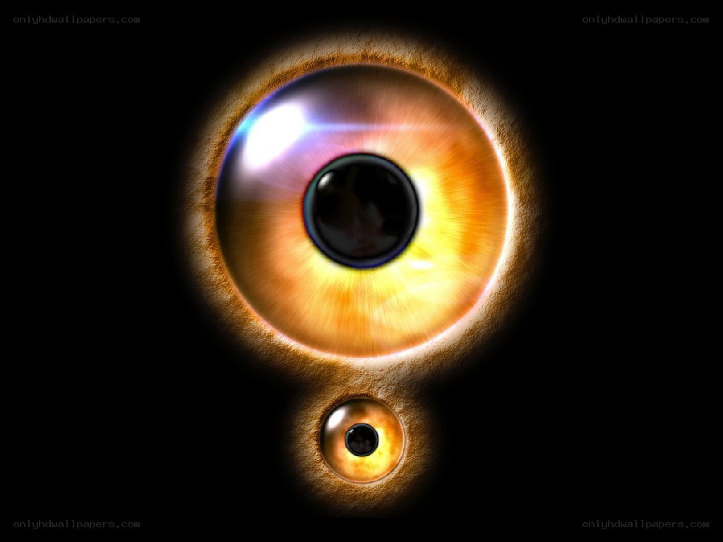digital eyes in question mark