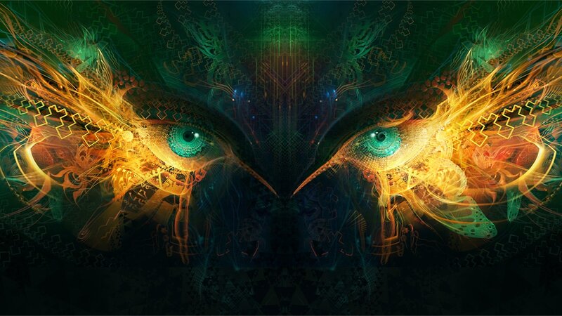 digital eyes with glowing patterns