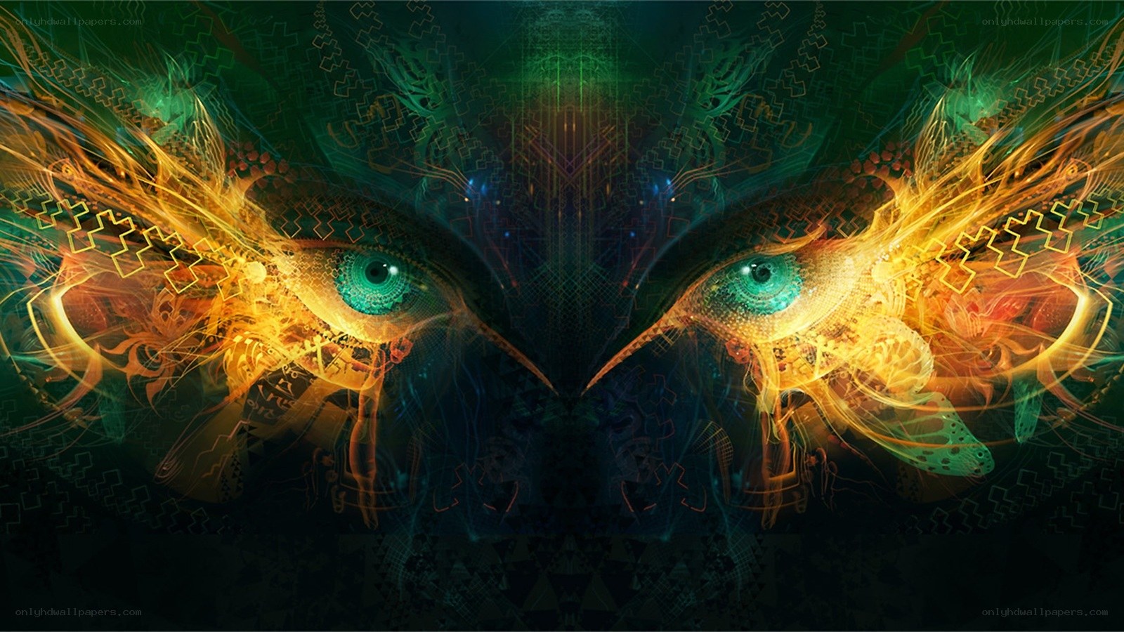 digital eyes with glowing patterns