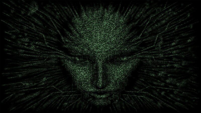 digital face in green code