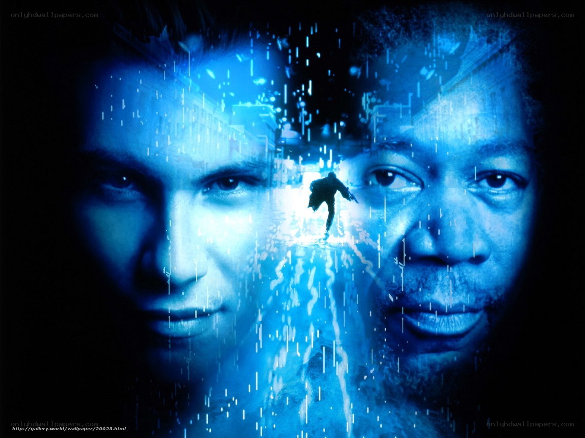 digital faces with rain effect