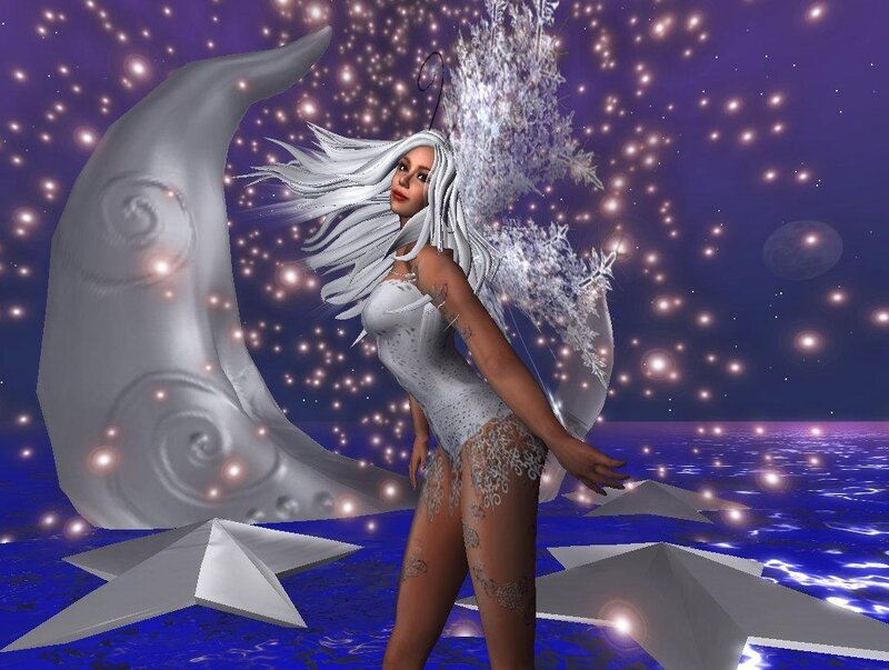 digital fairy with moon and stars
