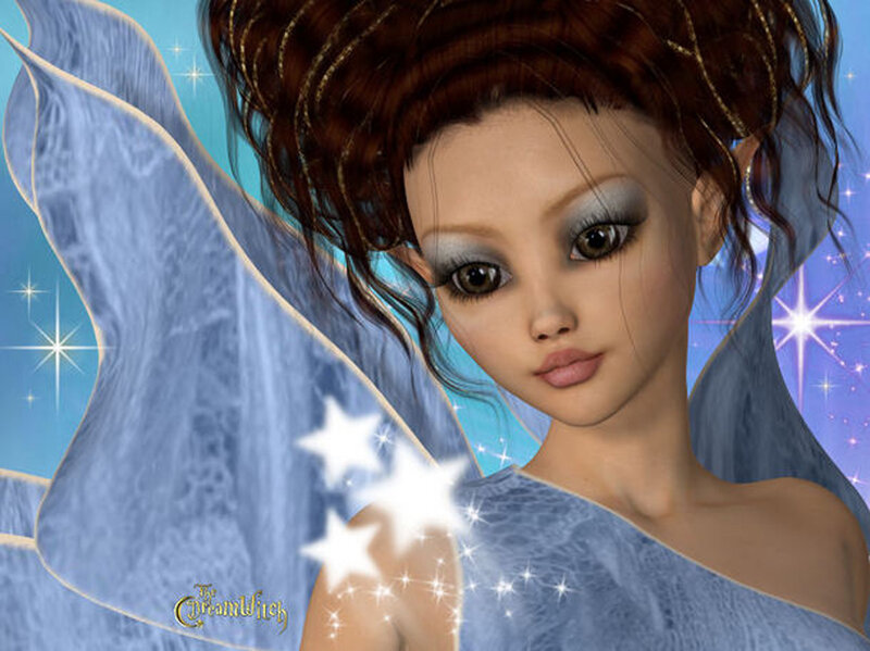 Digital Fairy with Wings — Blue