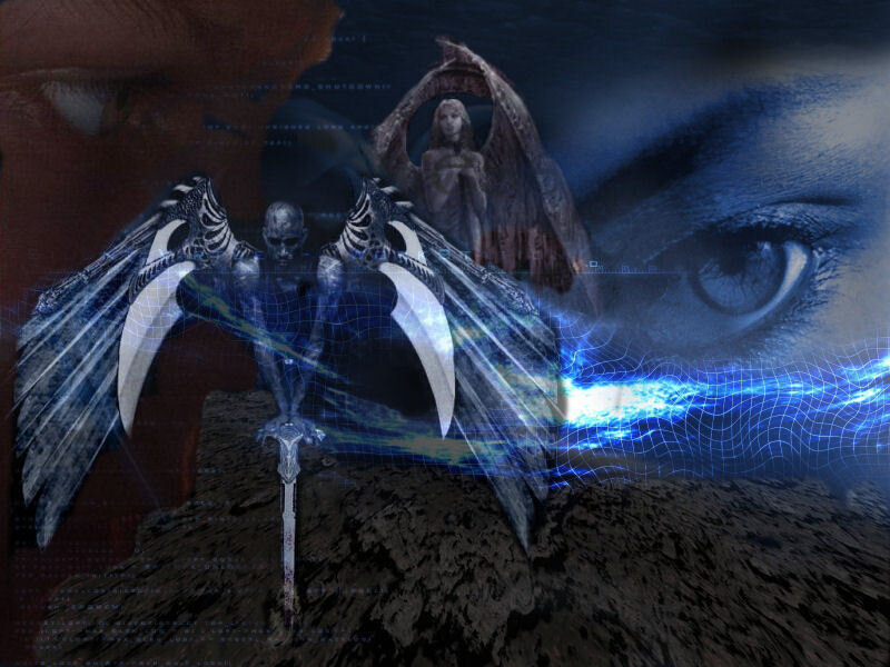 digital fantasy warrior with wings