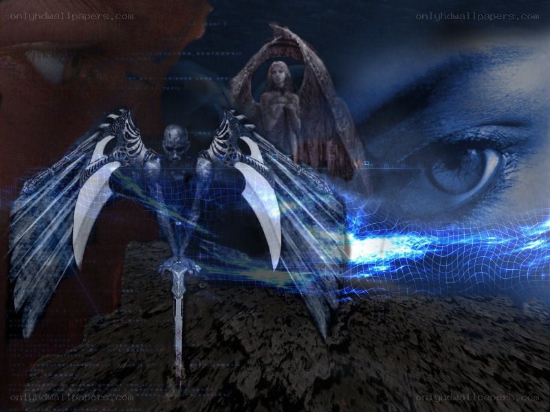 digital fantasy warrior with wings