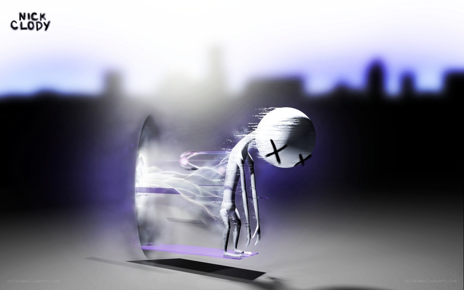 digital figure emerging from portal