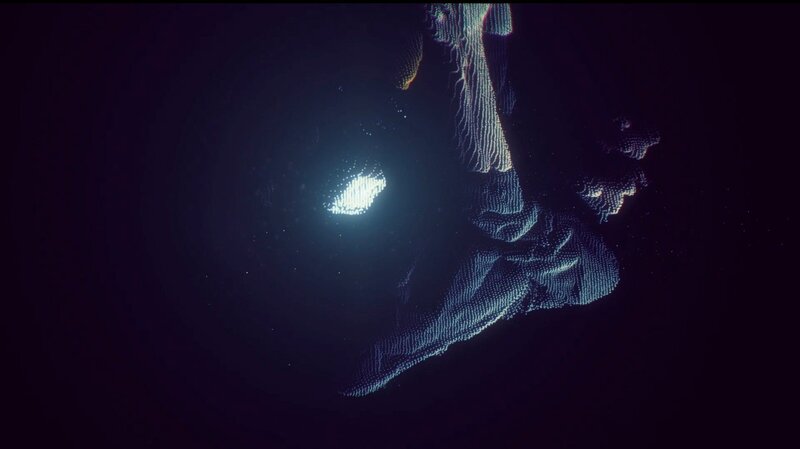 digital figure in dark space