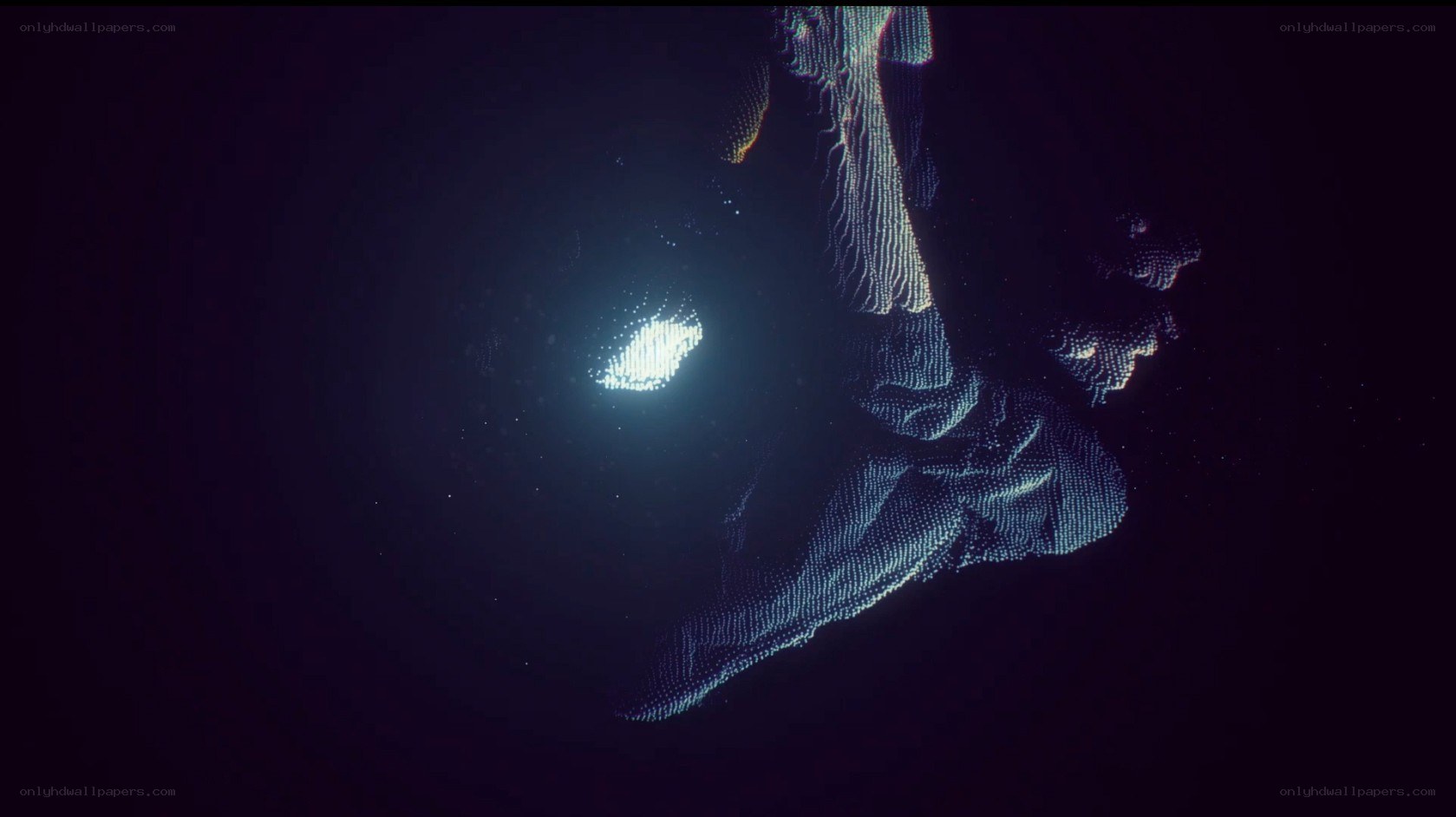 digital figure in dark space