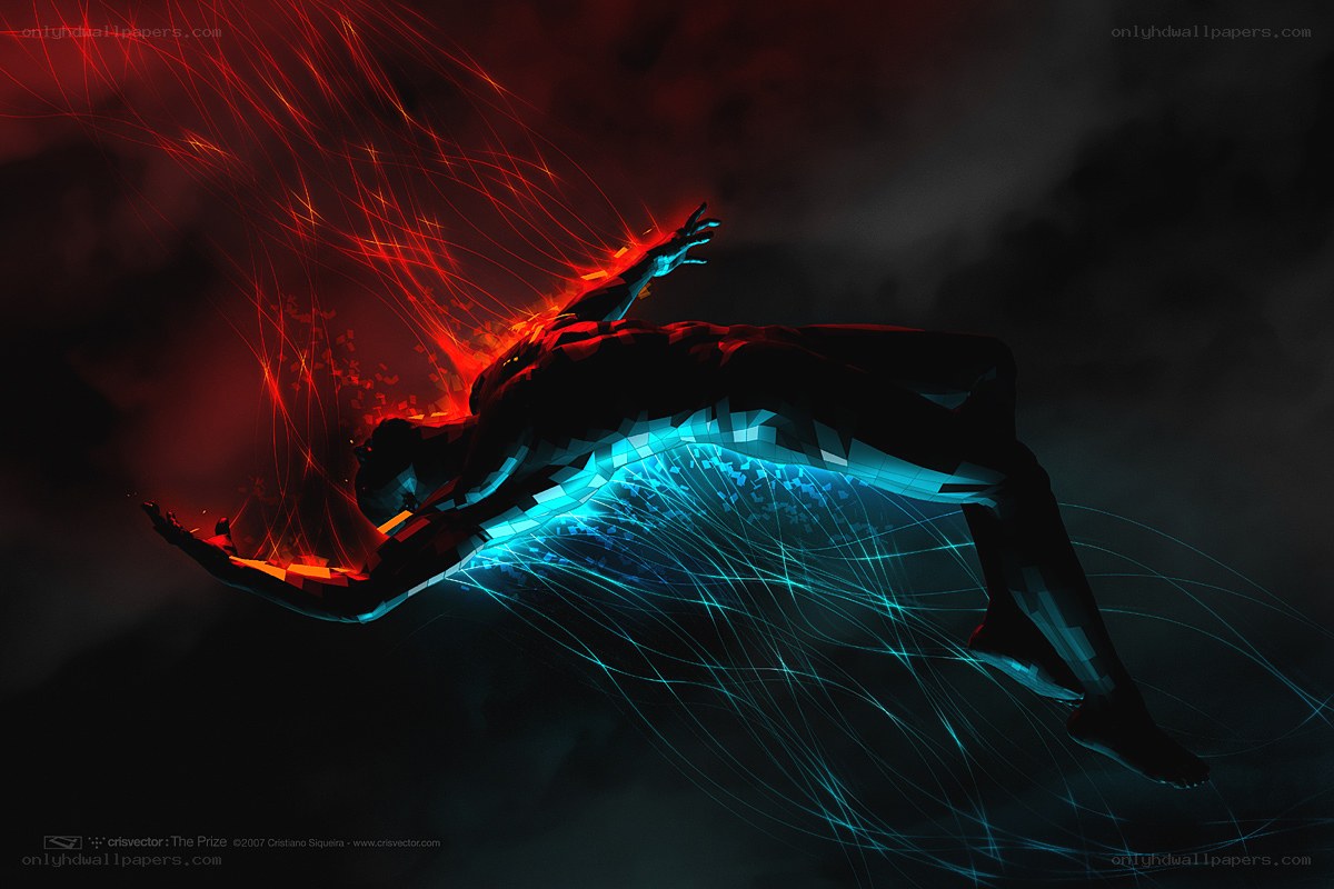 digital figure with energy streams