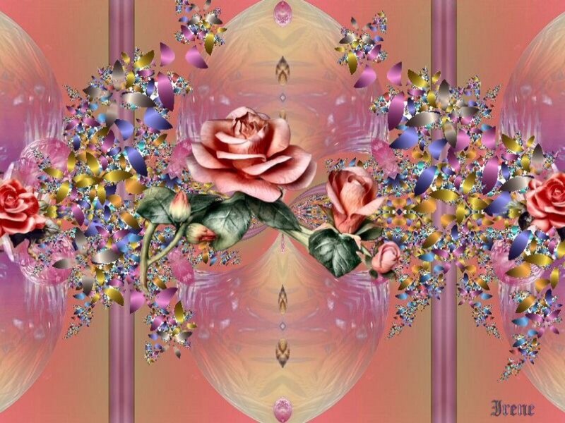 digital floral art with roses