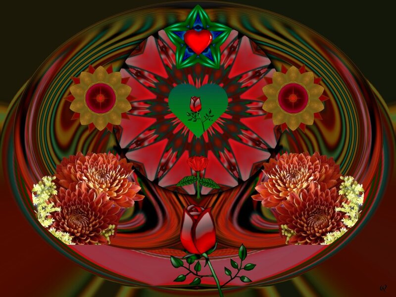 Digital Floral Mandala — Red