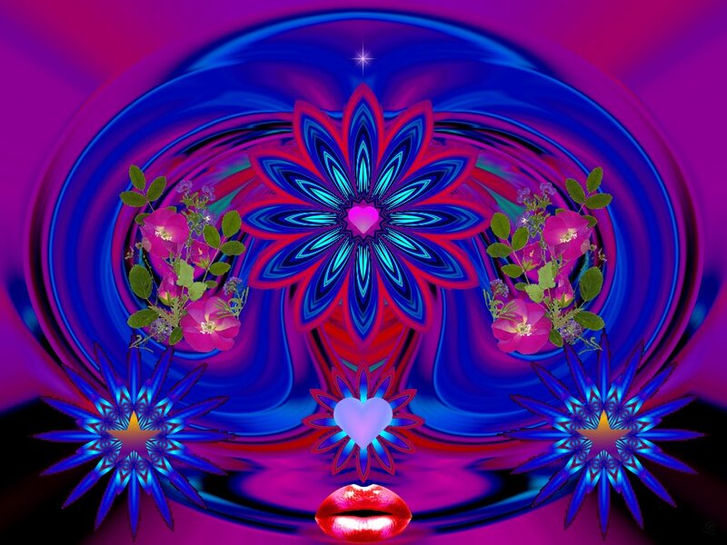 Digital Flower Mandala — Blue
