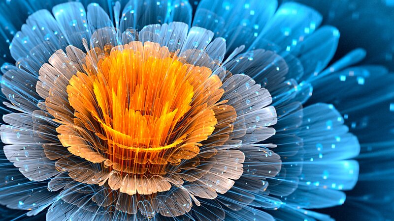 Digital Flower with Blue Petals