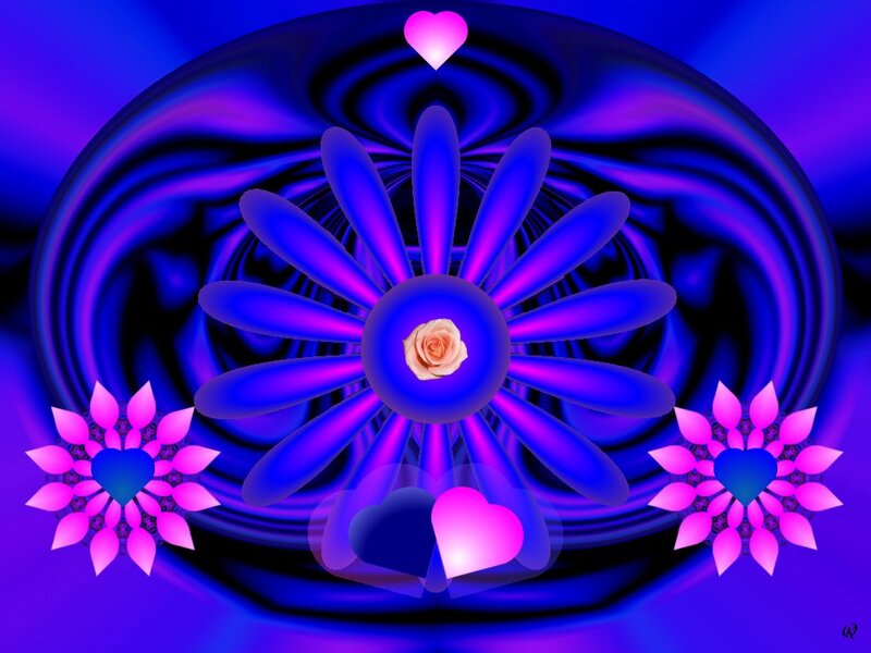 Digital Flower with Hearts
