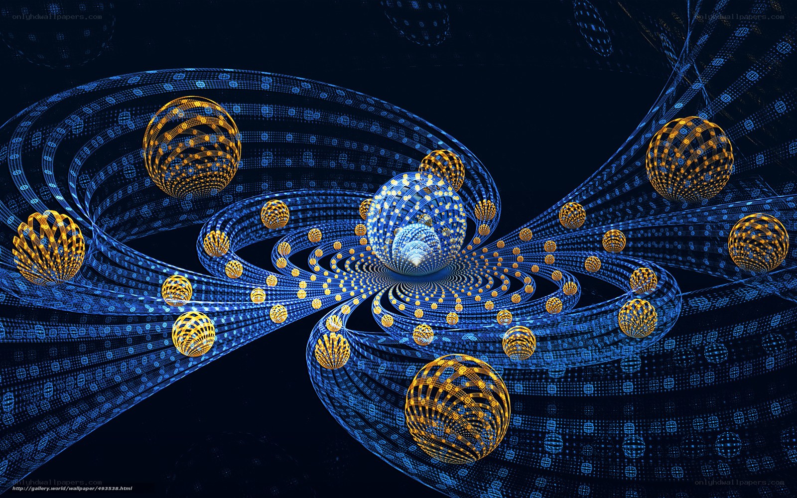 digital fractal spiral with spheres