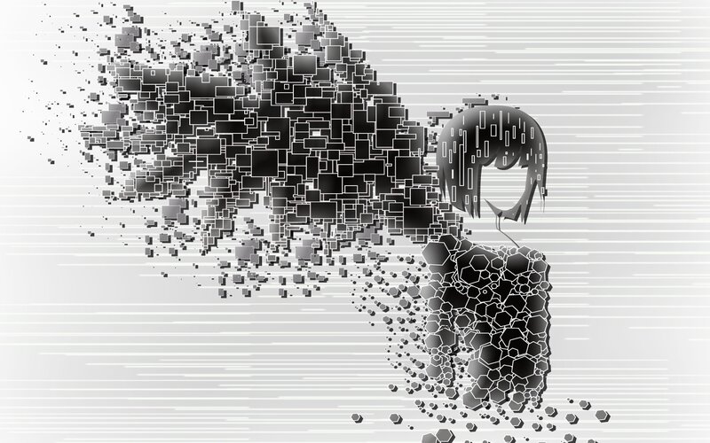 digital fragmentation of a figure