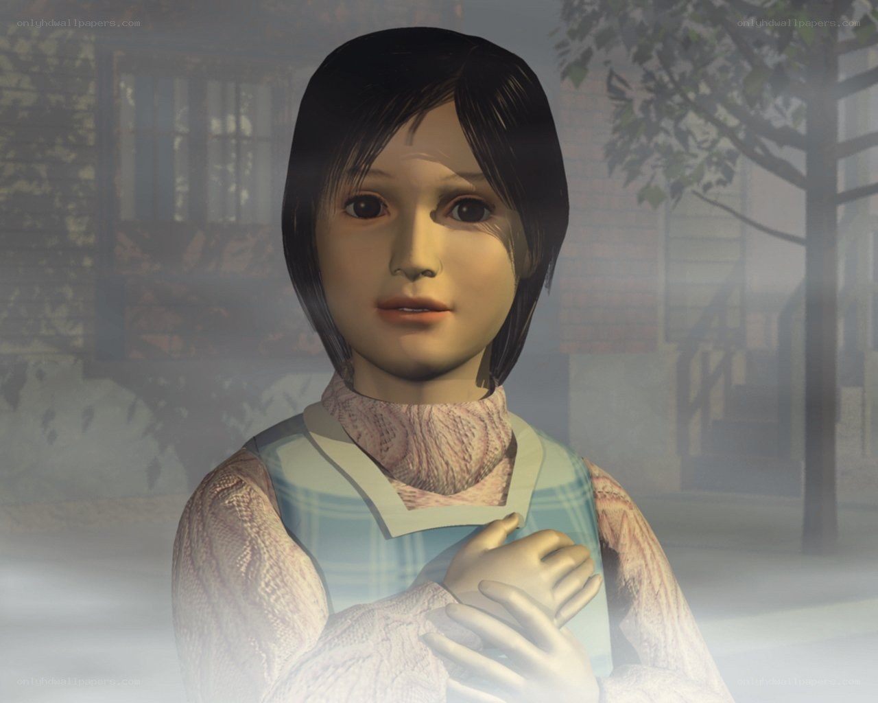 digital girl in fog