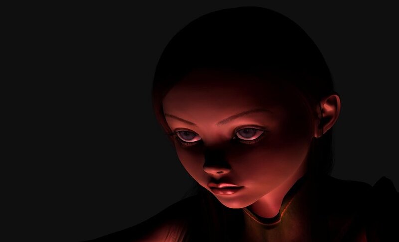 digital girl in red light