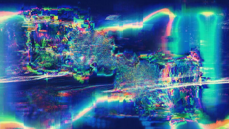 Digital Glitch Art — Blue, Chaotic