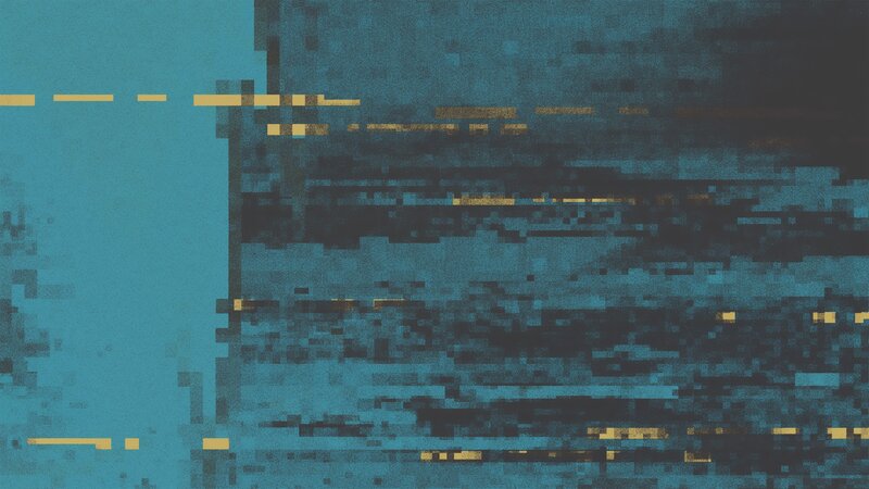 Digital Glitch Art — Blue, Distorted