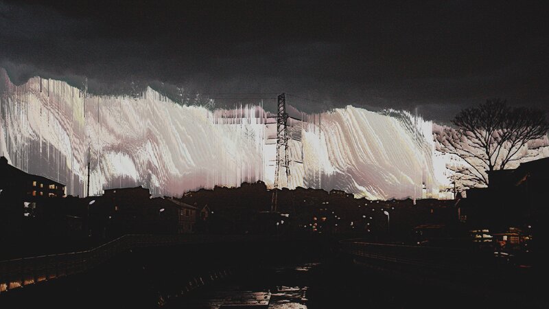 Digital Glitch Landscape — Black