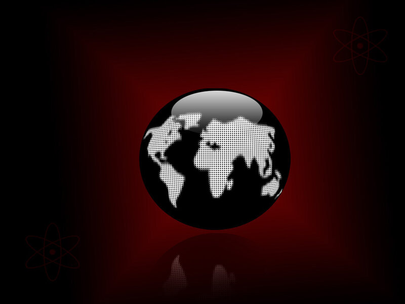 digital globe with atomic symbols