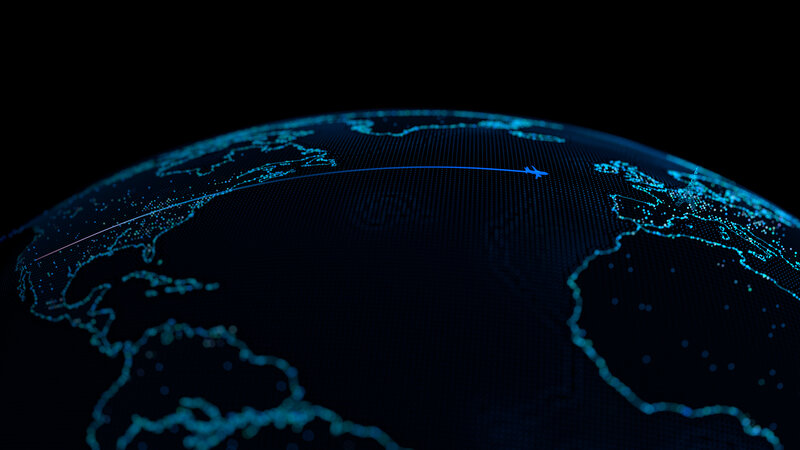 Digital Globe with Flight Path
