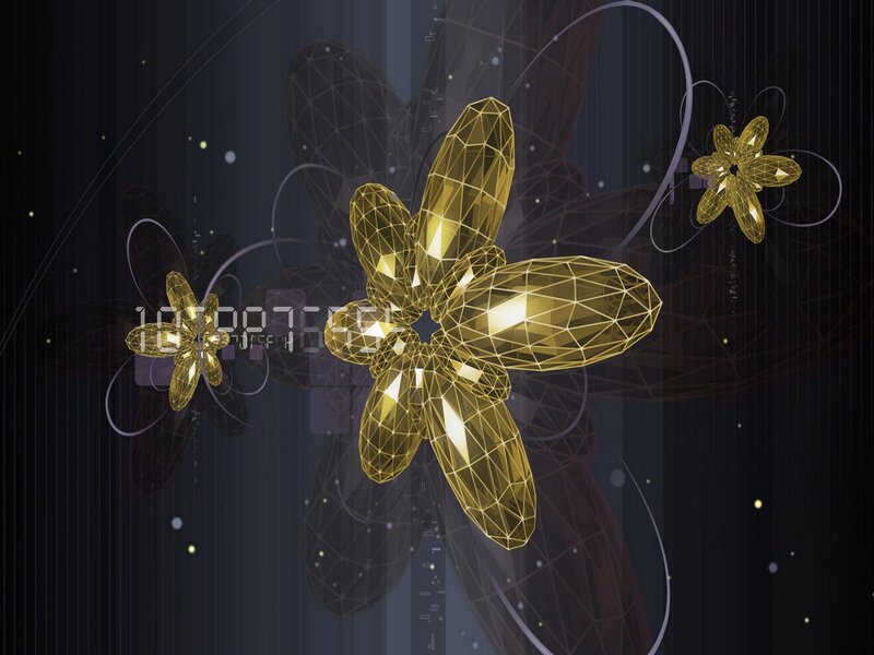 digital golden flowers