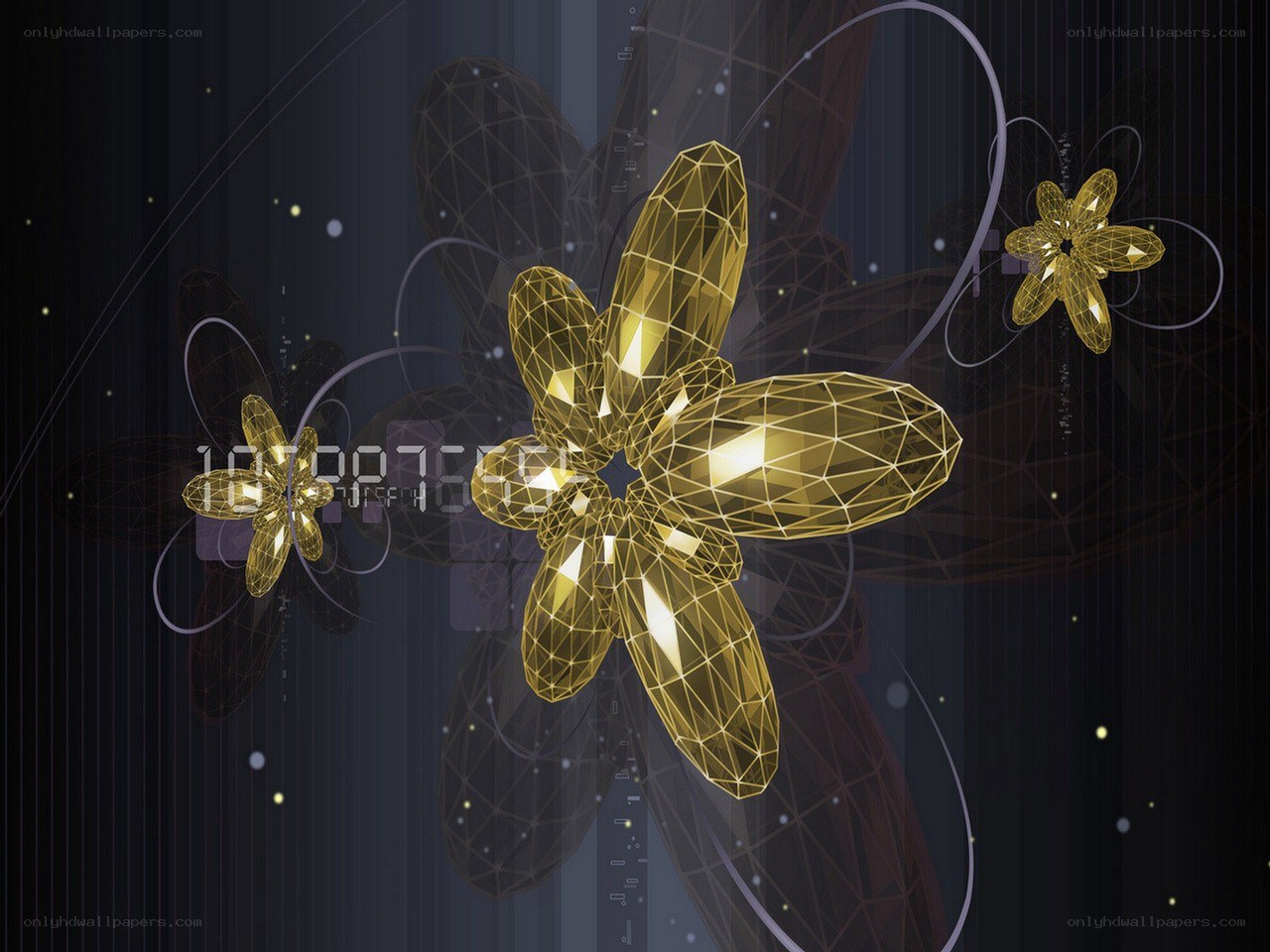 digital golden flowers