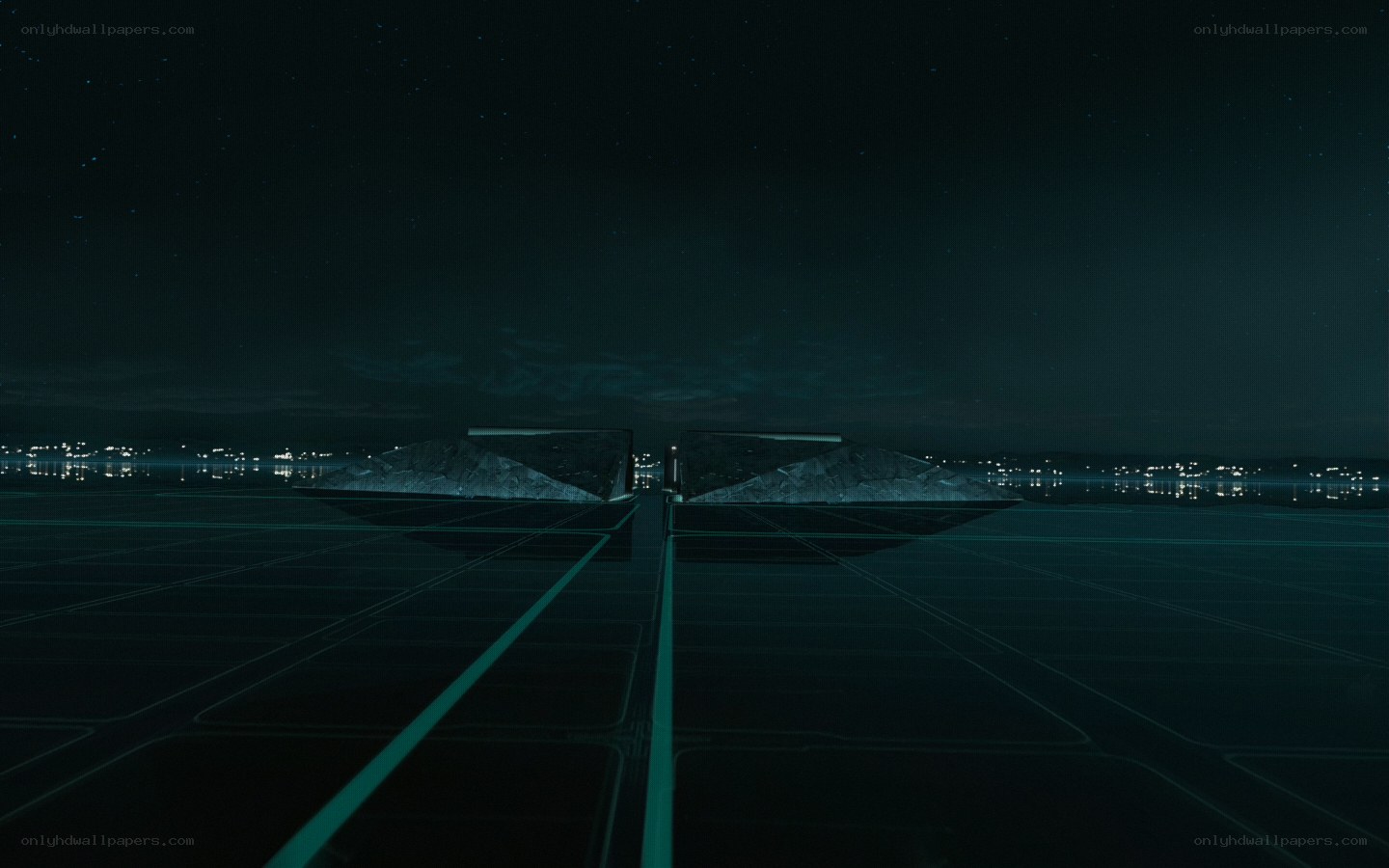 digital grid at night