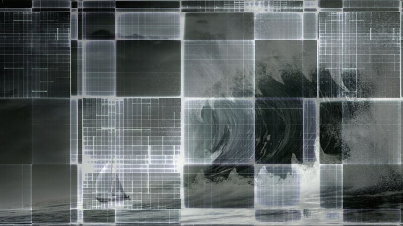 digital grid over ocean waves