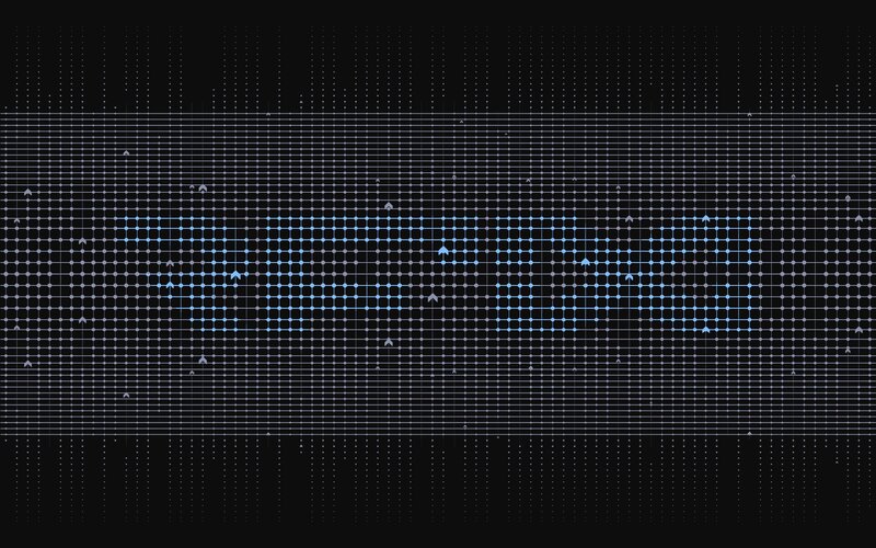 digital grid with blue text