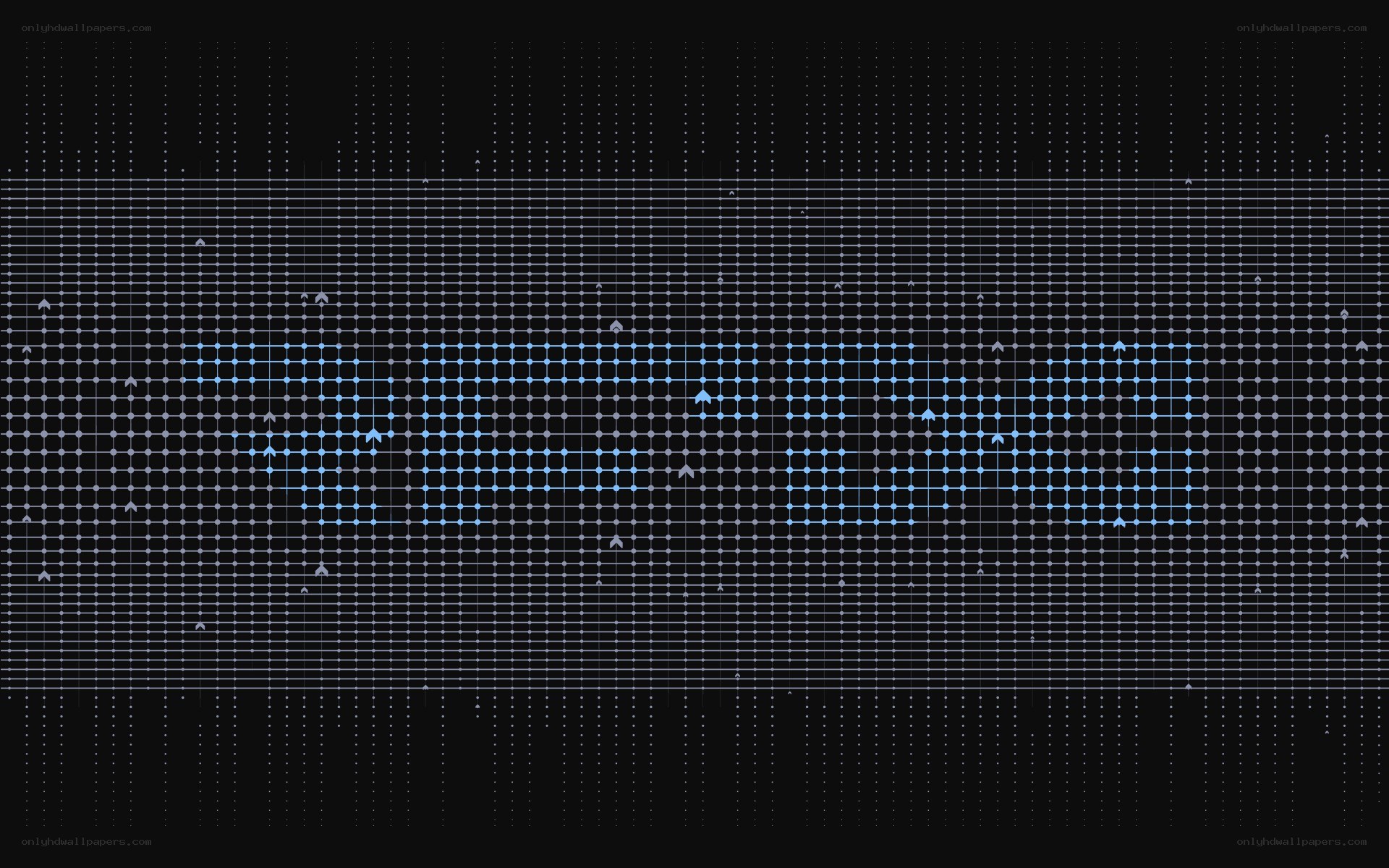 digital grid with blue text