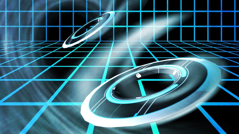 digital grid with glowing rings